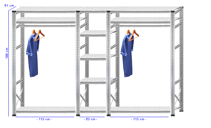 Details / Artikel konfigurieren - Begehbarer Schrank Super 1 - T200-61-33